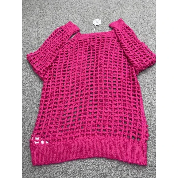 Urban Outfitters Women Sweater Pink Osaka Open-Knit Pullover Boho City Sz S NWT - Picture 7 of 10
